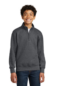Port & Co Youth Core Fleece 1/4-Zip Pullover Sweatshirt PC78YQ - Dark Heather Grey