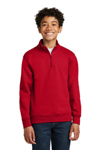 Port & Co Youth Core Fleece 1/4-Zip Pullover Sweatshirt PC78YQ - Red
