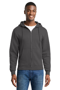 Port & Co Core Fleece Full-Zip Hooded Sweatshirt - Charcoal