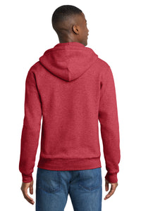 Port & Co Core Fleece Full-Zip Hooded Sweatshirt - Heather Red Back