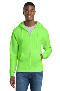 Port & Co Core Fleece Full-Zip Hooded Sweatshirt - Neon Green