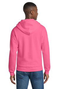 Port & Co Core Fleece Full-Zip Hooded Sweatshirt - Neon Pink Back