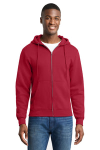 Port & Co Core Fleece Full-Zip Hooded Sweatshirt - Red