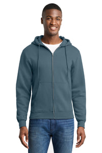 Port & Co Core Fleece Full-Zip Hooded Sweatshirt - Steel Blue