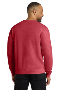 Port & Co Core Fleece Crewneck Sweatshirt - Heather Red Back