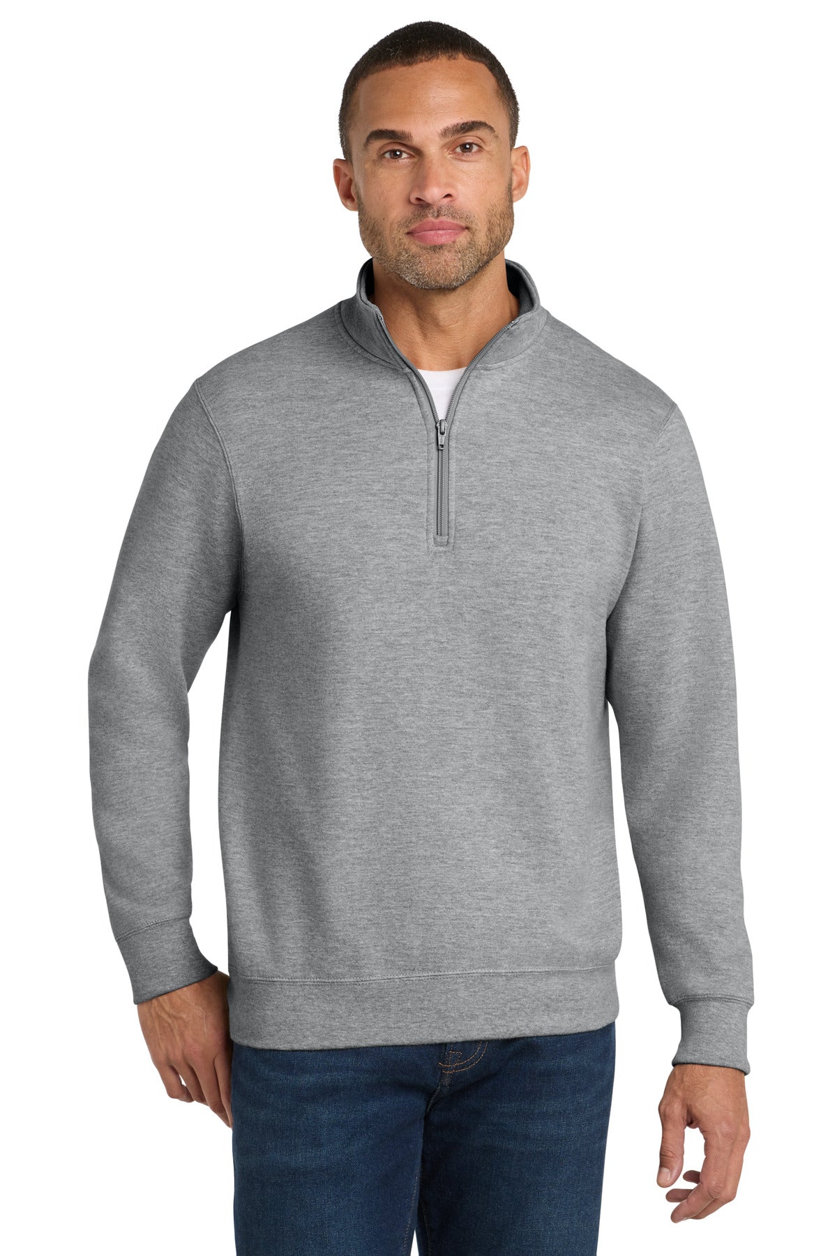 Port & Co Fan Favorite Fleece 1/4-Zip Pullover Sweatshirt - Athletic Heather