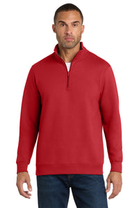Port & Co Fan Favorite Fleece 1/4-Zip Pullover Sweatshirt - Bright Red