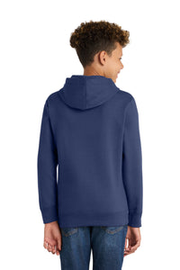 Port & Co Youth Fan Favorite Fleece Pullover Hooded Sweatshirt - Team Navy Back