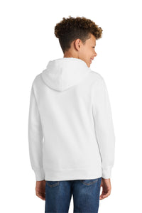 Port & Co Youth Fan Favorite Fleece Pullover Hooded Sweatshirt - White Back