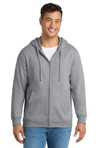 Port & Co Fan Favorite Fleece Full-Zip Hooded Sweatshirt - Athletic Heather