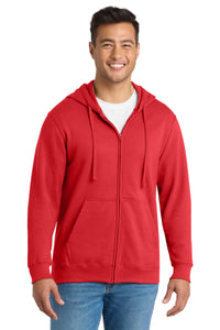 Port & Co Fan Favorite Fleece Full-Zip Hooded Sweatshirt - Bright Red