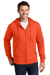 Port & Co Fan Favorite Fleece Full-Zip Hooded Sweatshirt - Orange