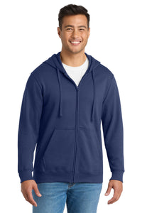 Port & Co Fan Favorite Fleece Full-Zip Hooded Sweatshirt - Team Navy