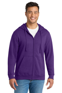 Port & Co Fan Favorite Fleece Full-Zip Hooded Sweatshirt - Team Purple