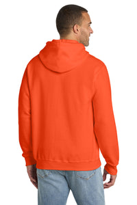 Port & Co Essential Fleece Pullover Hooded Sweatshirt - Safety Orange Back