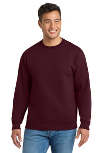 Port & Co Tall Essential Fleece Crewneck Sweatshirt - Maroon