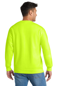 Port & Co Tall Essential Fleece Crewneck Sweatshirt - Safety Green Back