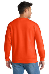 Port & Co Tall Essential Fleece Crewneck Sweatshirt - Safety Orange Back