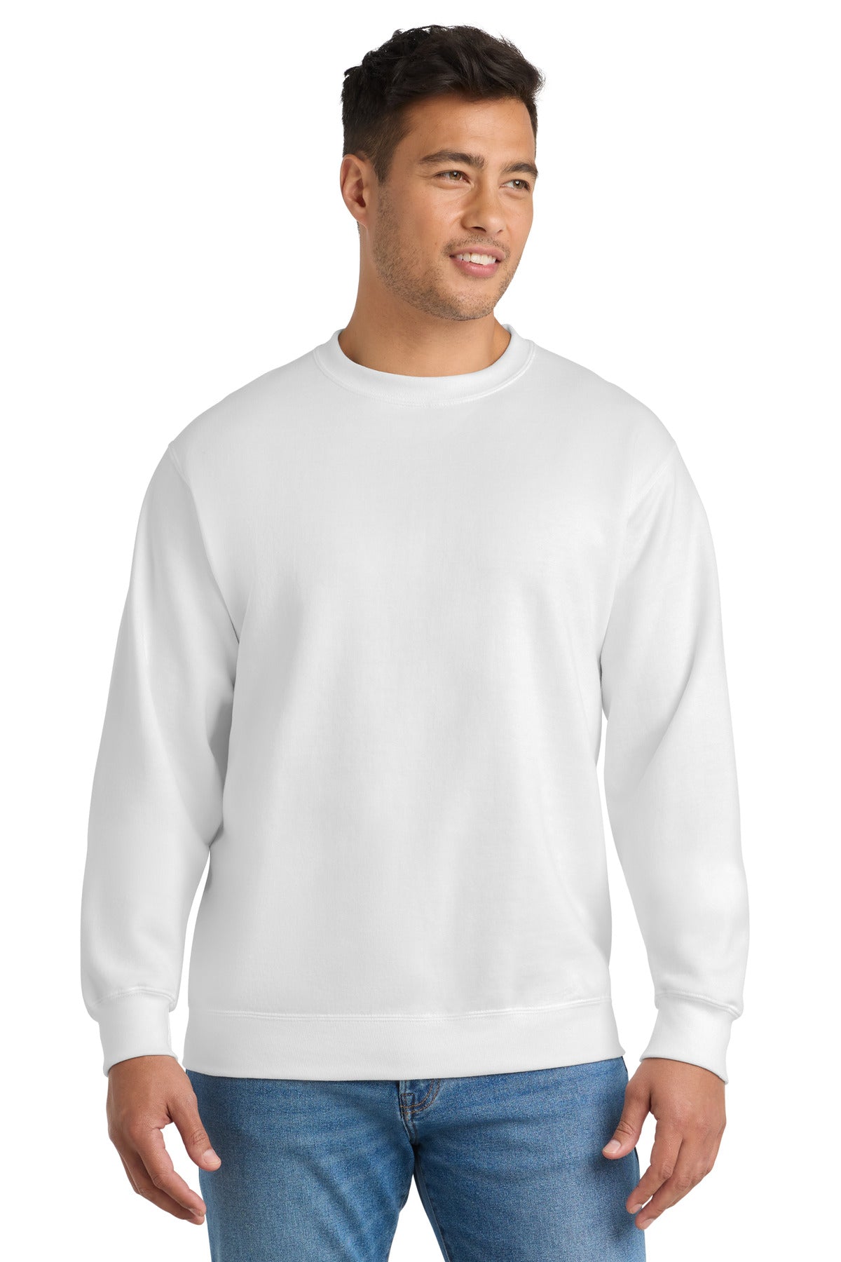 Port & Co Tall Essential Fleece Crewneck Sweatshirt - White
