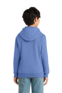 Port & Co Youth Core Fleece Pullover Hooded Sweatshirt - Carolina Blue Back