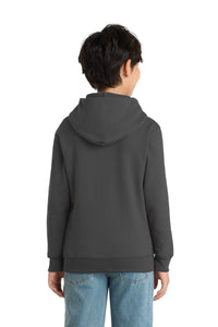 Port & Co Youth Core Fleece Pullover Hooded Sweatshirt - Charcoal Back
