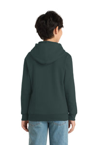 Port & Co Youth Core Fleece Pullover Hooded Sweatshirt - Dark Green Back