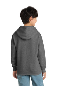 Port & Co Youth Core Fleece Pullover Hooded Sweatshirt - Graphite Heather Back