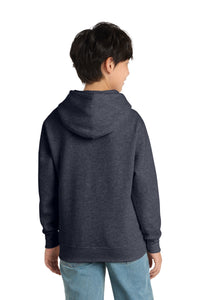 Port & Co Youth Core Fleece Pullover Hooded Sweatshirt - Heather Navy Back