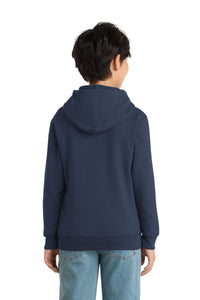 Port & Co Youth Core Fleece Pullover Hooded Sweatshirt - Navy Back