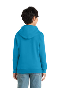 Port & Co Youth Core Fleece Pullover Hooded Sweatshirt - Neon Blue Back