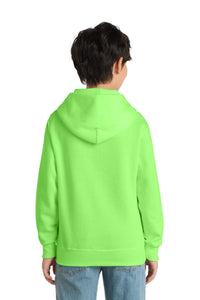 Port & Co Youth Core Fleece Pullover Hooded Sweatshirt - Neon Green Back