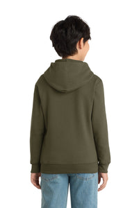 Port & Co Youth Core Fleece Pullover Hooded Sweatshirt - Olive Drab Green Back