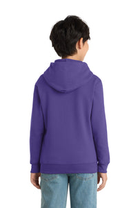 Port & Co Youth Core Fleece Pullover Hooded Sweatshirt - Purple Back