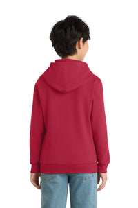 Port & Co Youth Core Fleece Pullover Hooded Sweatshirt - Red Back