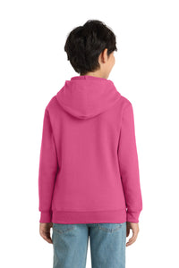 Port & Co Youth Core Fleece Pullover Hooded Sweatshirt - Sangria Back