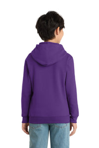 Port & Co Youth Core Fleece Pullover Hooded Sweatshirt - Team Purple Back