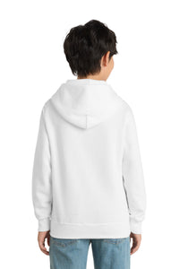 Port & Co Youth Core Fleece Pullover Hooded Sweatshirt - White Back