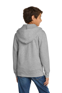 Port & Co Youth Core Fleece Full-Zip Hooded Sweatshirt - Ash Back