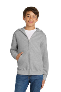 Port & Co Youth Core Fleece Full-Zip Hooded Sweatshirt - Ash
