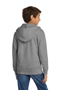 Port & Co Youth Core Fleece Full-Zip Hooded Sweatshirt - Athletic Heather Back