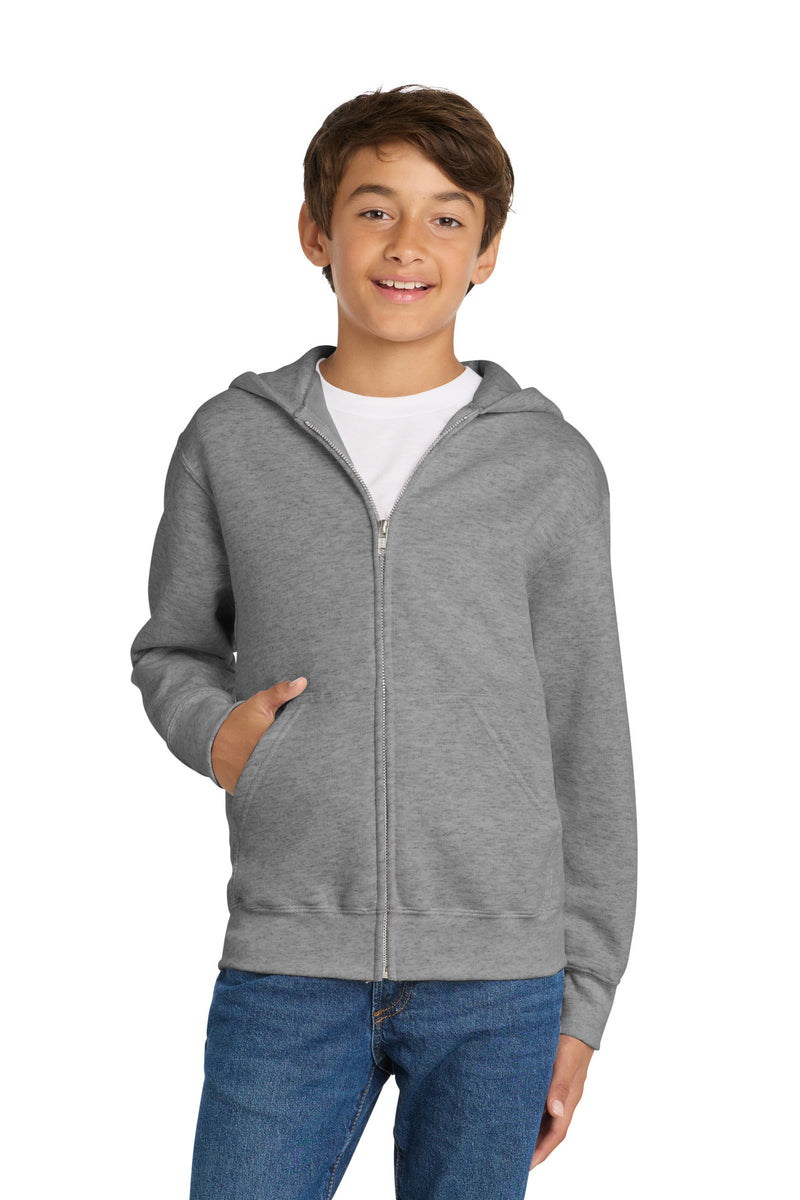 Port & Co Youth Core Fleece Full-Zip Hooded Sweatshirt