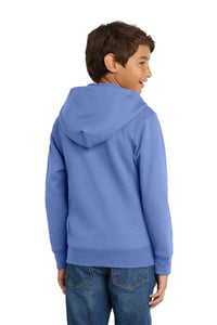 Port & Co Youth Core Fleece Full-Zip Hooded Sweatshirt - Carolina Blue Back