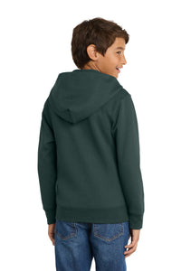 Port & Co Youth Core Fleece Full-Zip Hooded Sweatshirt - Dark Green Back