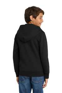 Port & Co Youth Core Fleece Full-Zip Hooded Sweatshirt - Jet Black Back