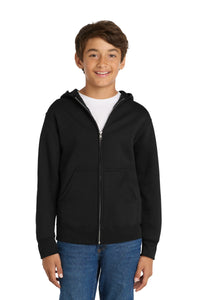 Port & Co Youth Core Fleece Full-Zip Hooded Sweatshirt - Jet Black