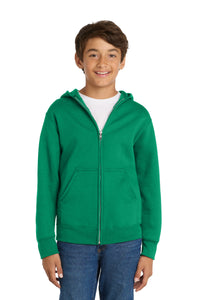 Port & Co Youth Core Fleece Full-Zip Hooded Sweatshirt - Kelly