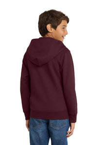 Port & Co Youth Core Fleece Full-Zip Hooded Sweatshirt - Maroon Back