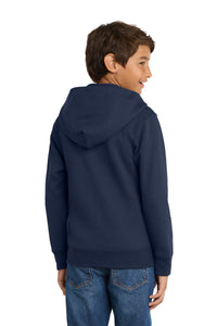 Port & Co Youth Core Fleece Full-Zip Hooded Sweatshirt - Navy Back