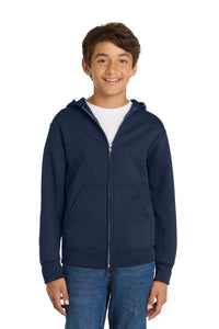 Port & Co Youth Core Fleece Full-Zip Hooded Sweatshirt - Navy