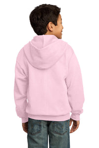 Port & Co Youth Core Fleece Full-Zip Hooded Sweatshirt - Pale Pink Back